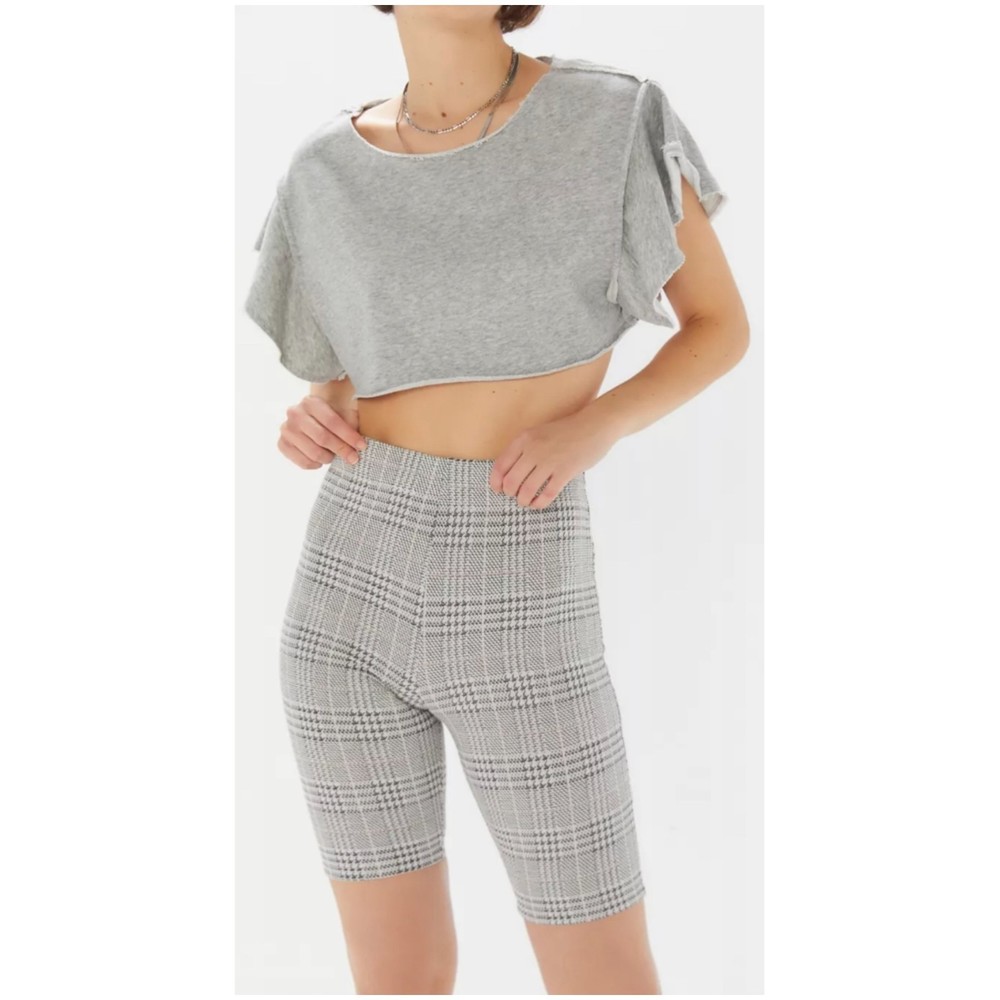 URBAN OUTFITTERS Plaid High Rise Bike Shorts
